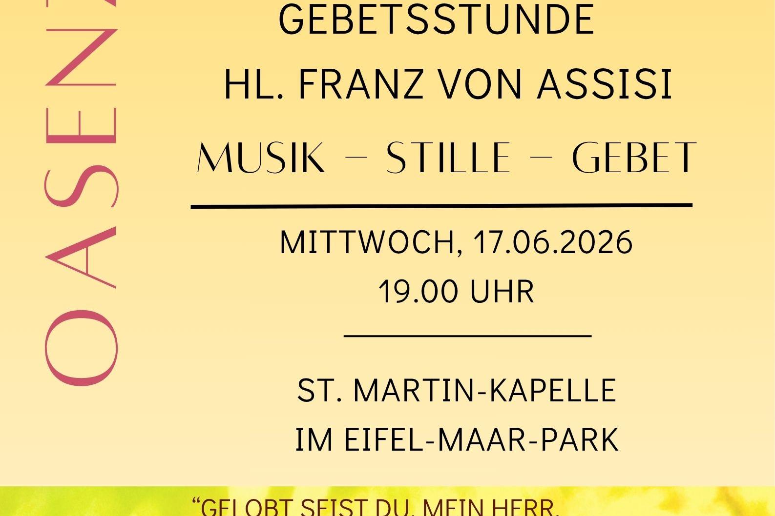 Herzliche Einladung zur Gebetsstunde