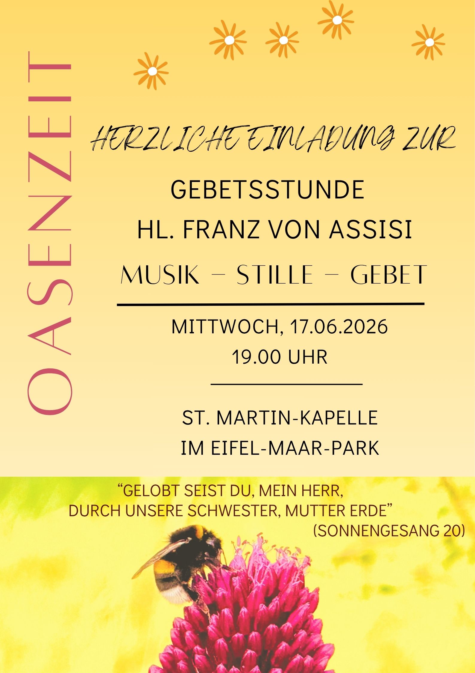 Herzliche Einladung zur Gebetsstunde